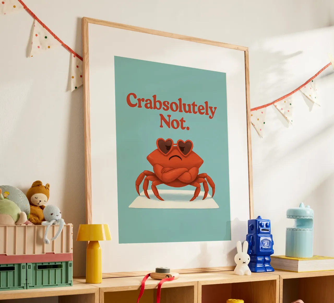 Meme divertente del granchio poster con telaio in legno da Funny Humor Art