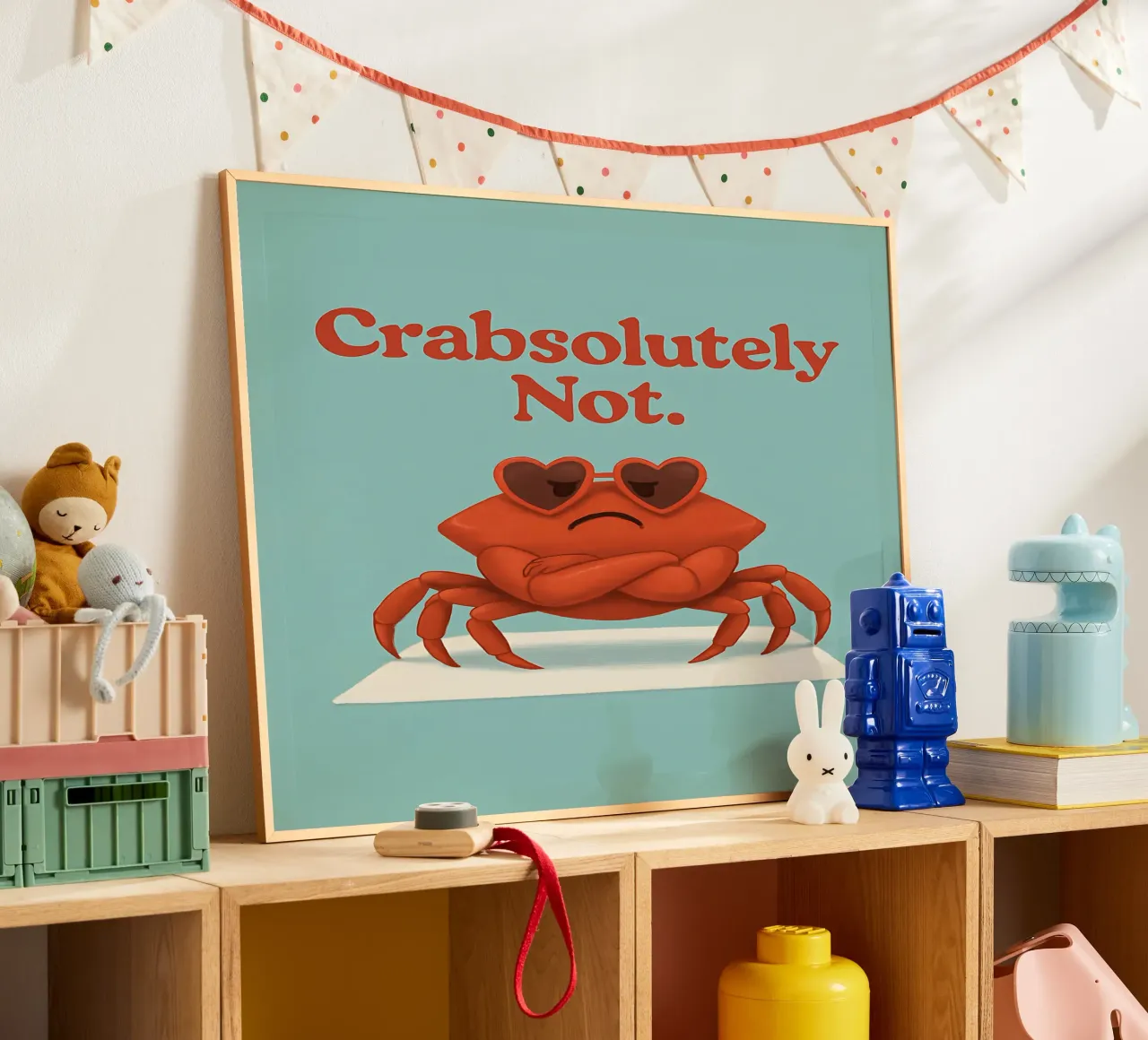 Meme divertente del granchio poster con telaio in legno da Funny Humor Art