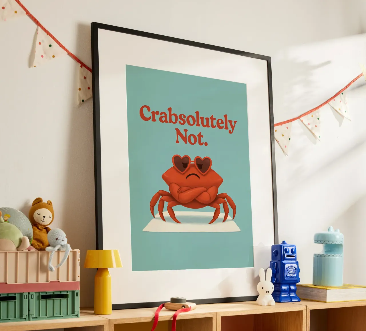 Meme divertente del granchio poster con telaio in legno da Funny Humor Art