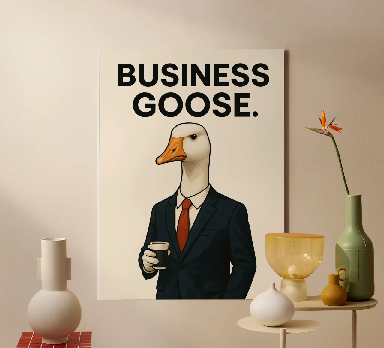 Grappige Gans Meme canvas met Baklijst van Funny Humor Art