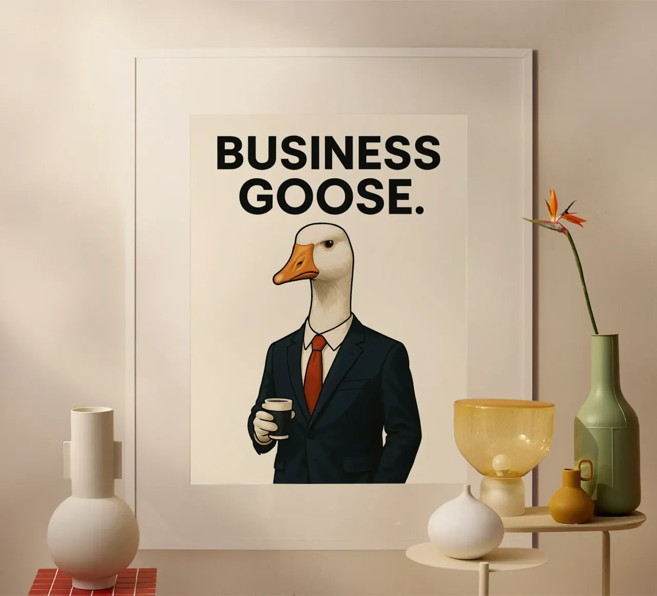 Meme divertente dell'oca poster con telaio in alluminio da Funny Humor Art