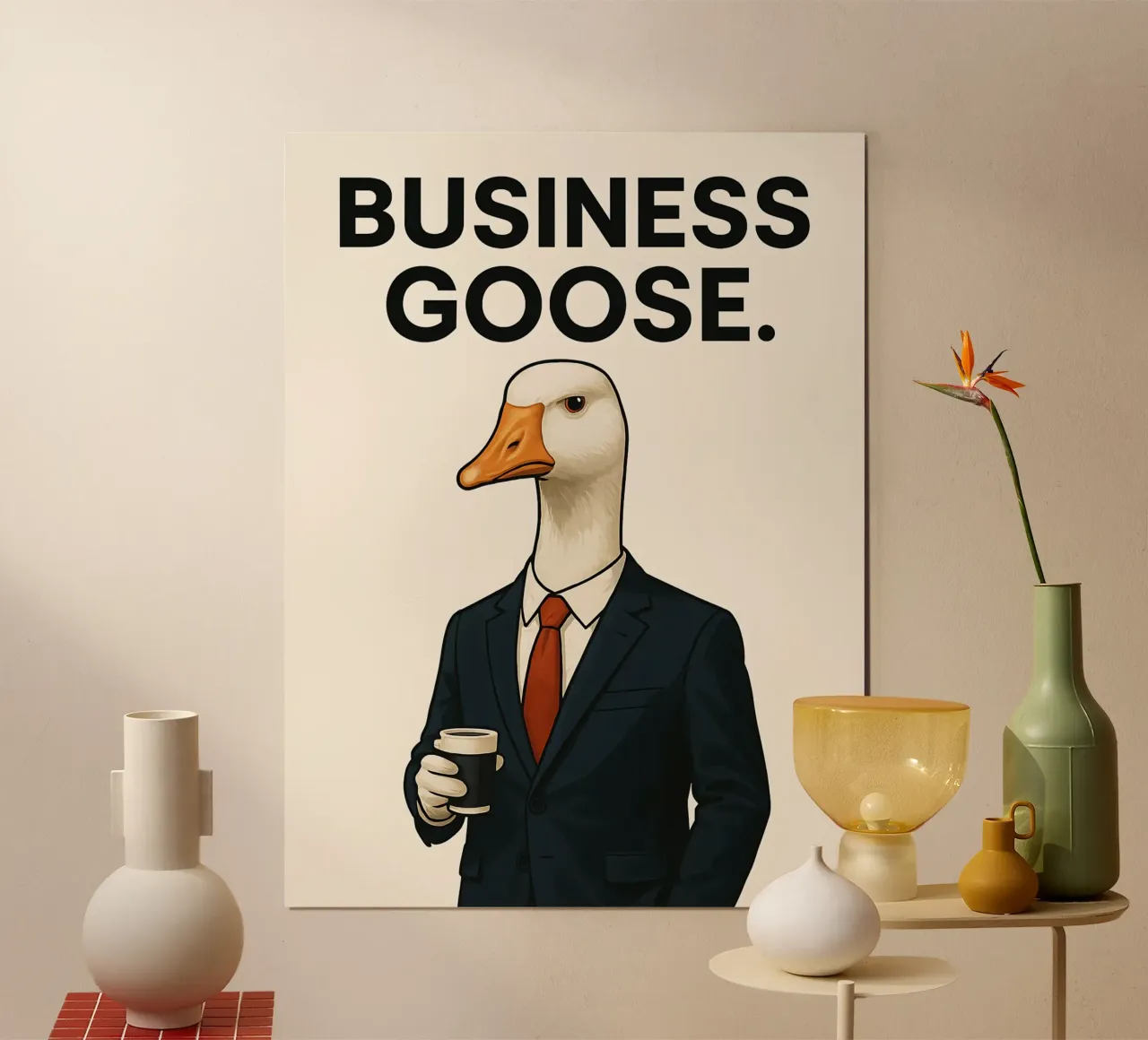 Meme divertente dell'oca poster con telaio in alluminio da Funny Humor Art
