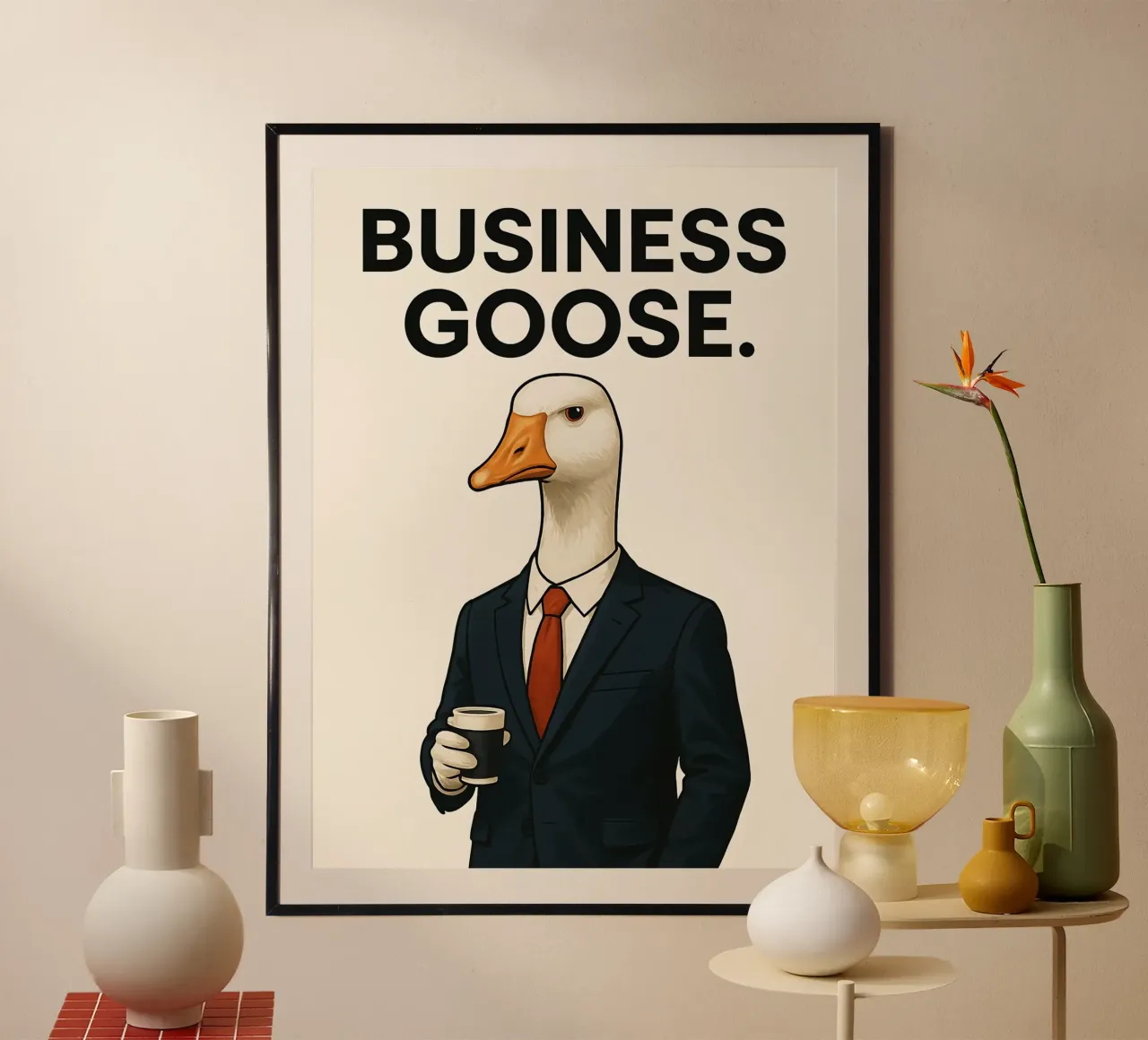 Meme divertente dell'oca poster con telaio in alluminio da Funny Humor Art