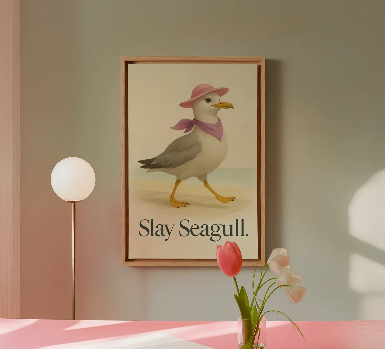 Grappige meeuw meme canvas met Baklijst van Funny Humor Art