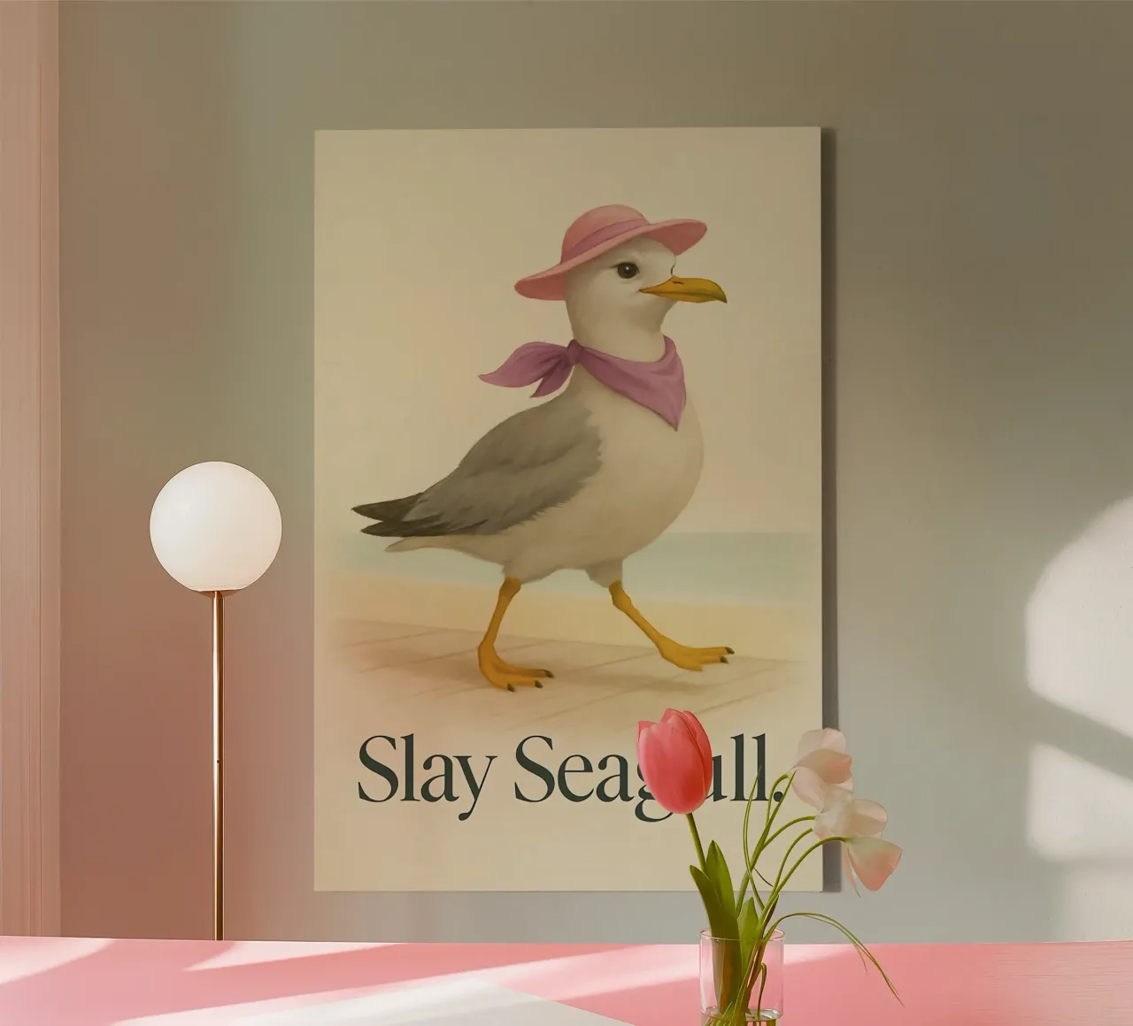 Grappige meeuw meme canvas met Baklijst van Funny Humor Art