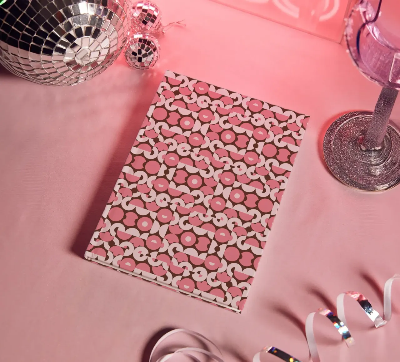 Checker pink puzzle pattern notebook by Little Dean