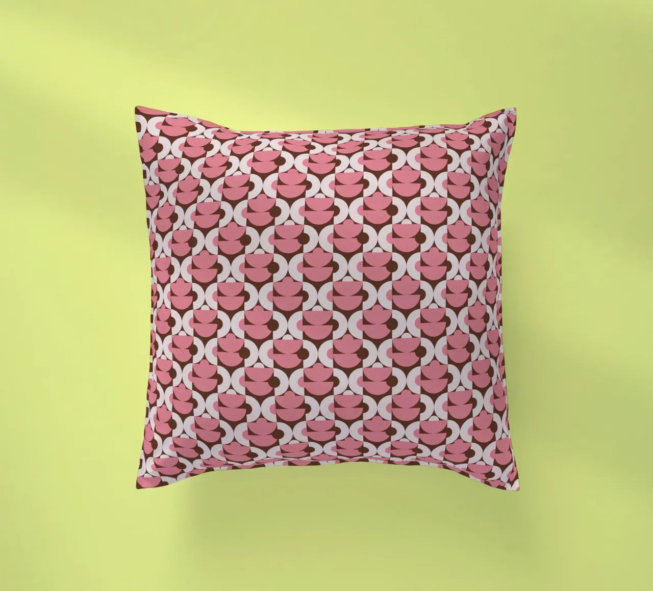 Pink geometrical shaped pattern decorative cushion by Little Dean