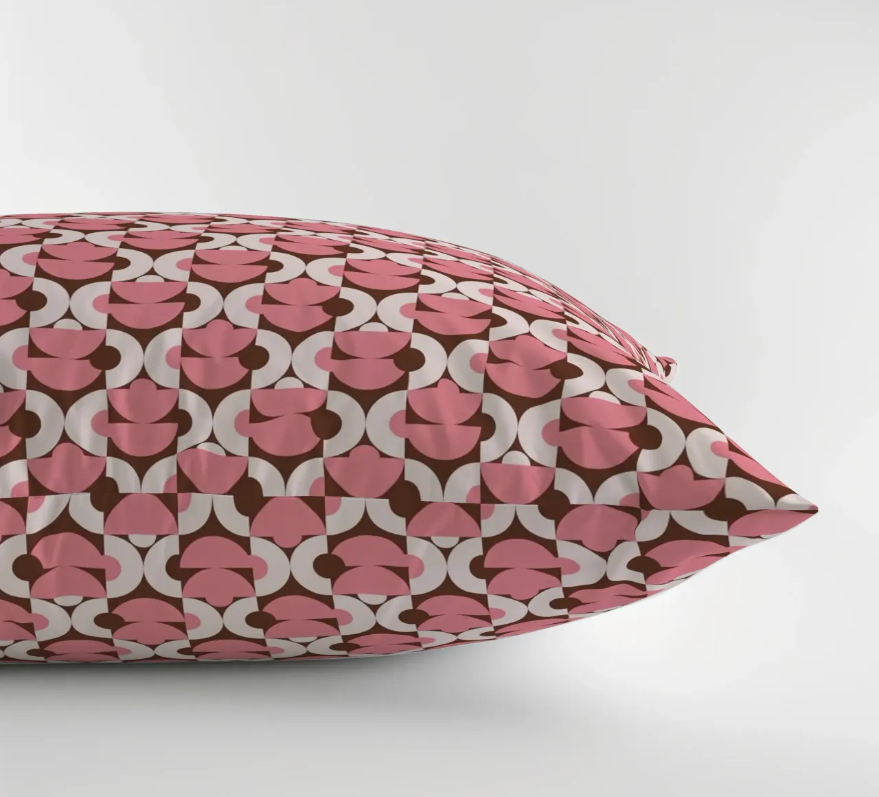 Pink geometrical shaped pattern decorative cushion by Little Dean