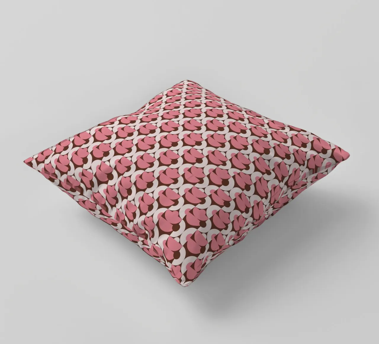 Pink geometrical shaped pattern decorative cushion by Little Dean