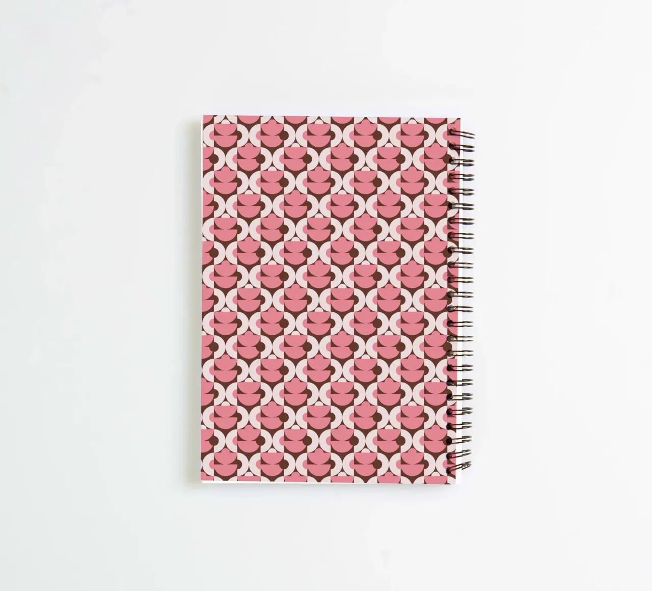 Pink geometrical shaped pattern spiral notebook by Little Dean