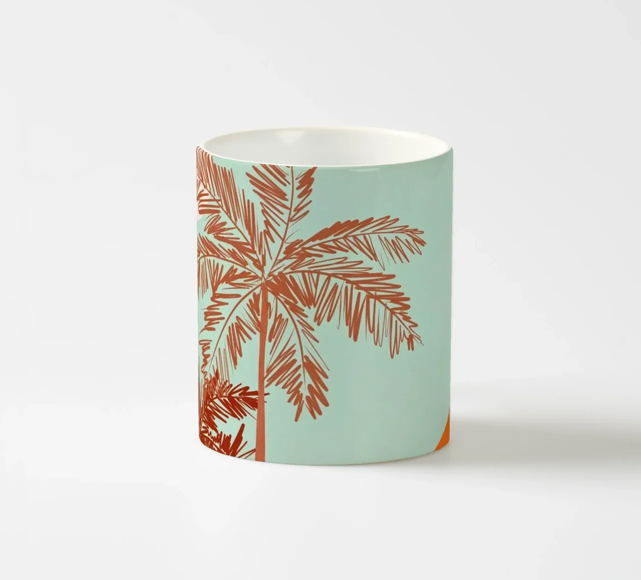 Duo di palme minimali in Sunny Desert - Corallo pesca e acqua tazza in ceramica da Dominique Vari