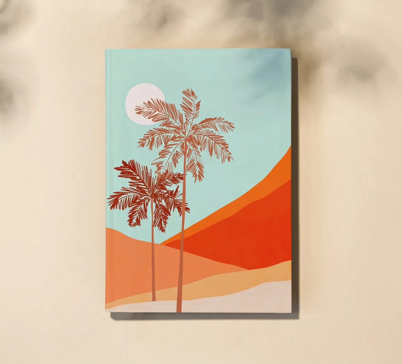 Minimal Palm Tree Duo in Sunny Desert • Peachy Coral & Aqua notebook by Dominique Vari
