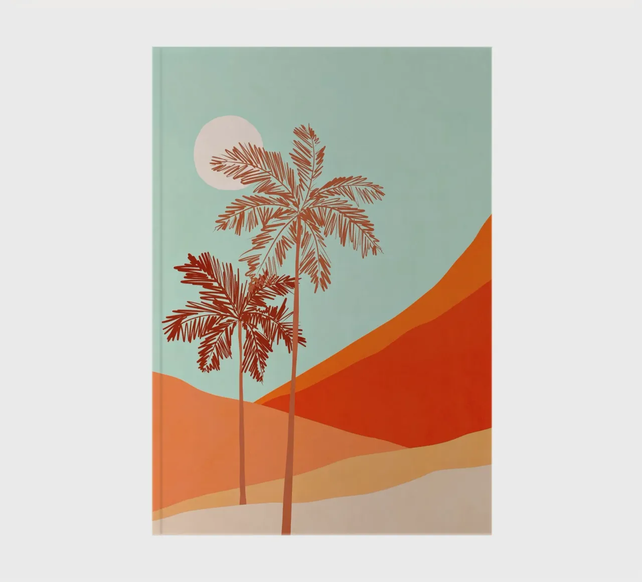 Minimal Palm Tree Duo in Sunny Desert • Peachy Coral & Aqua notebook by Dominique Vari