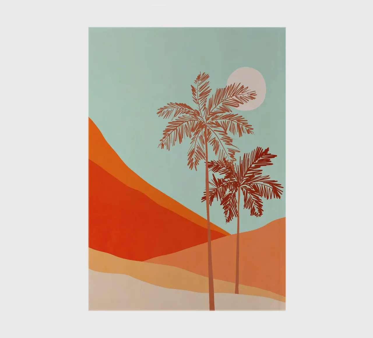 Minimal Palm Tree Duo in Sunny Desert • Peachy Coral & Aqua notebook by Dominique Vari
