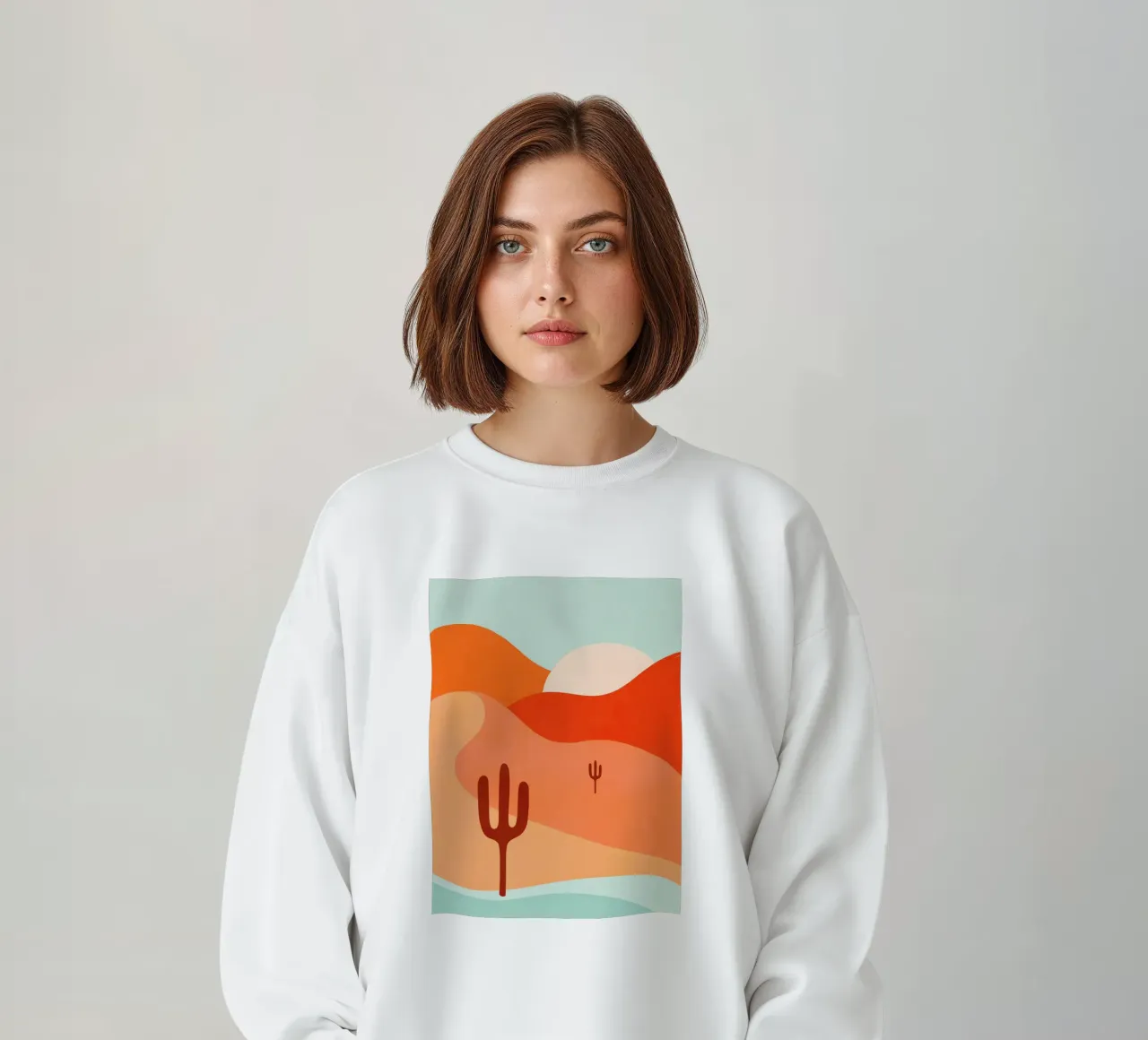 Minimal Boho Desert Cactus Oasis - Peachy Coral & Aqua sweat de Dominique Vari