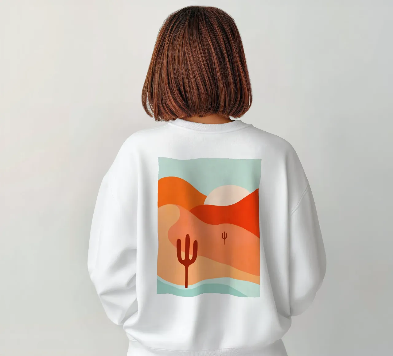 Minimal Boho Desert Cactus Oasis - Peachy Coral & Aqua sweat de Dominique Vari