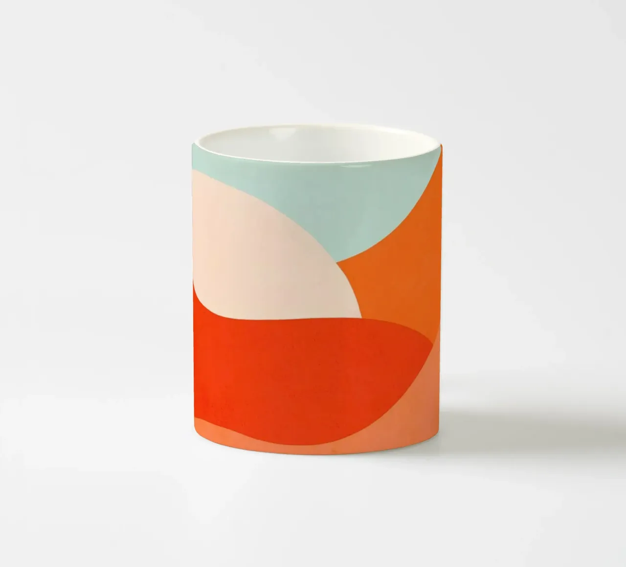 Oasi di cactus del deserto bohémien - Corallo pesca e acqua tazza in ceramica da Dominique Vari