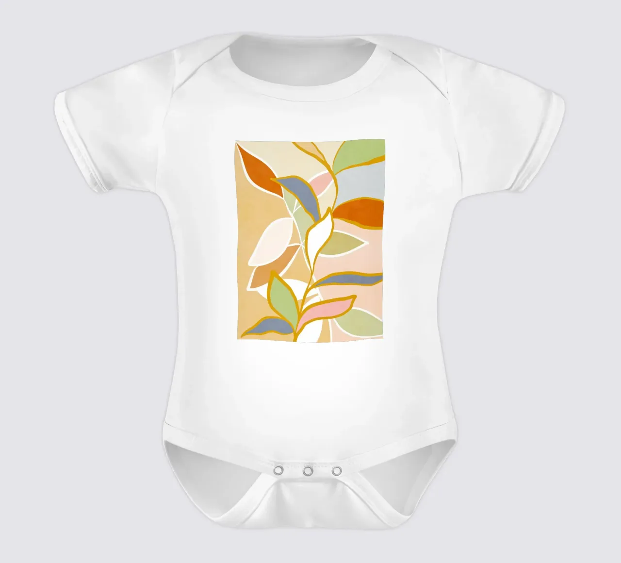 Closer to Nature • Botanical flow in Sunny Pastels short-sleeve baby romper by Dominique Vari