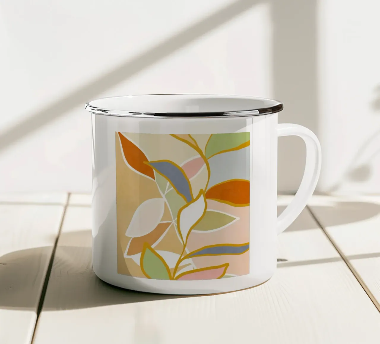 Più vicini alla natura - Flusso botanico in tinte pastello tazza in smalto da Dominique Vari
