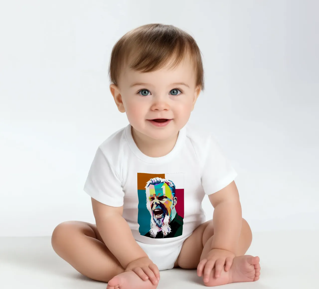 James Hetfield Metallica pop art short-sleeve baby romper by Hantamrata