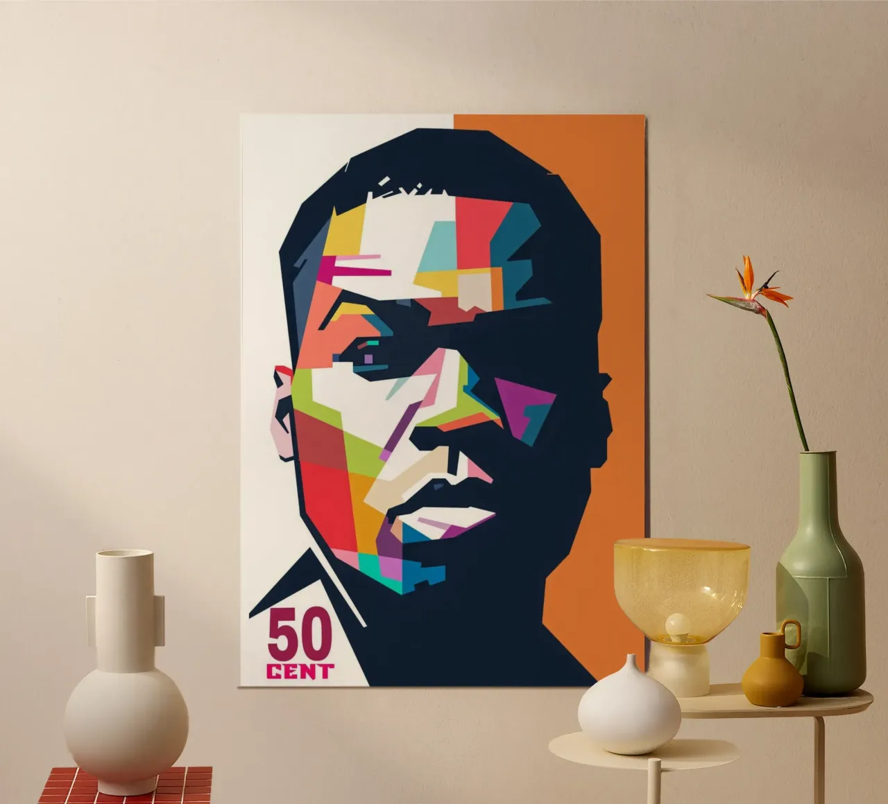 Il rapper 50 Cent, icona dell'hip hop poster con telaio in plastica da Hantamrata