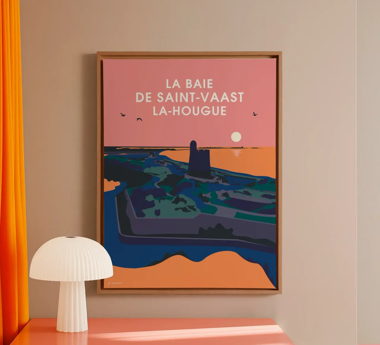 The bay of Saint-Vaast-la-Hougue canvas with Floater frame by Fabienne Petit