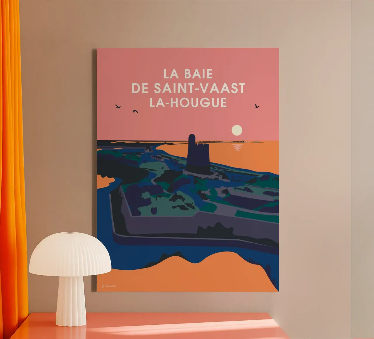 The bay of Saint-Vaast-la-Hougue canvas with Floater frame by Fabienne Petit