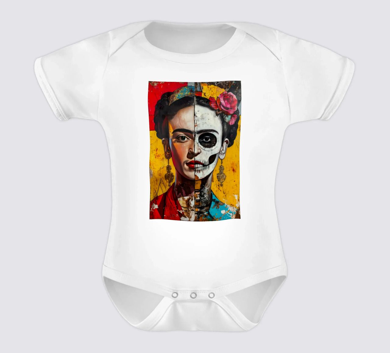 Duality of the Soul – Icon in the Mirror of Life and Death short-sleeve baby romper by Modern Muse