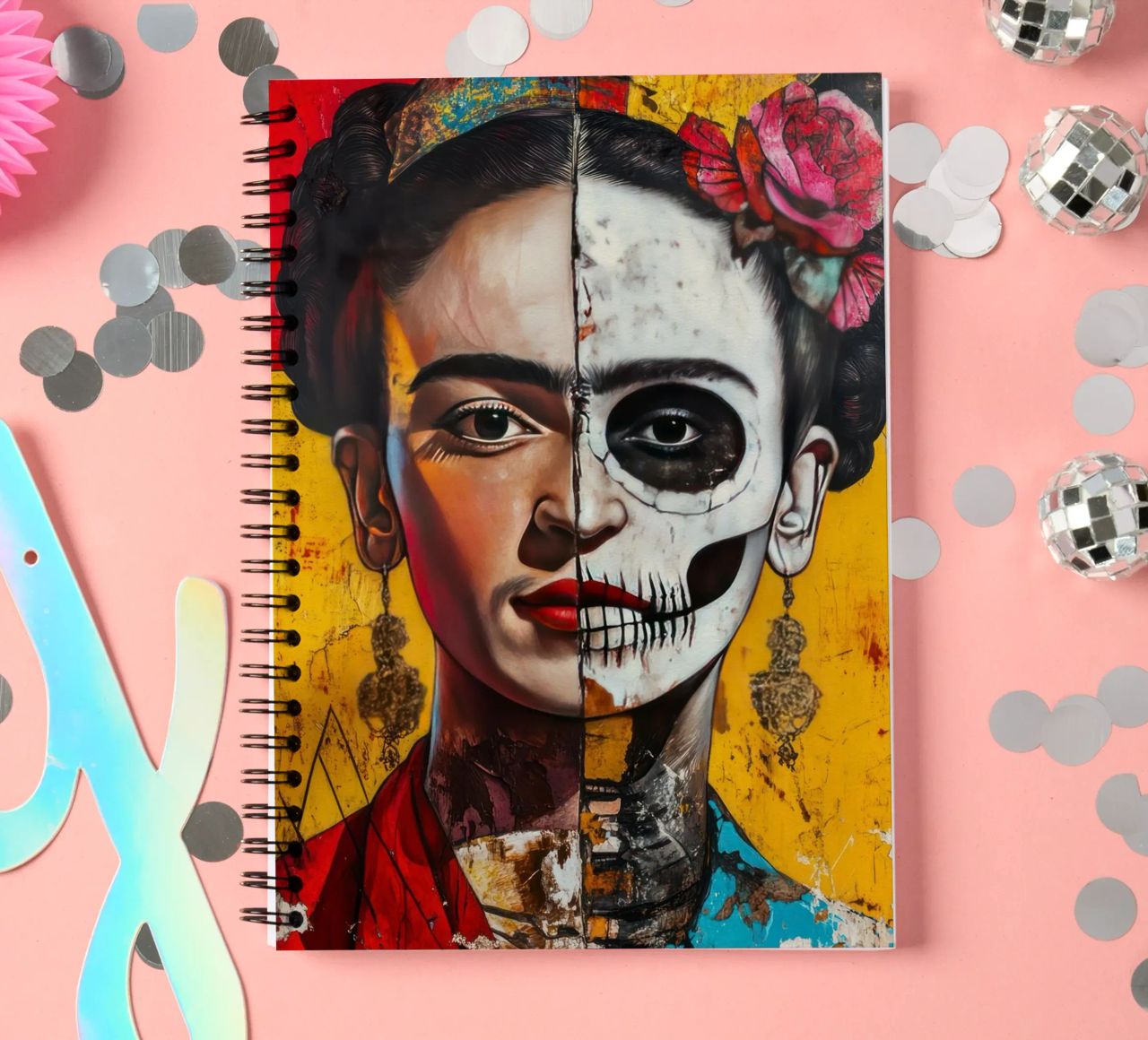 Duality of the Soul – Icon in the Mirror of Life and Death spiral notebook by Modern Muse