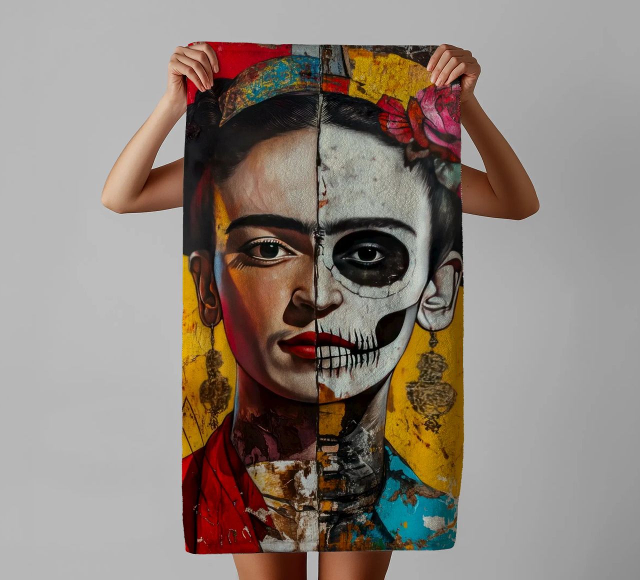 Duality of the Soul – Icon in the Mirror of Life and Death towel by Modern Muse