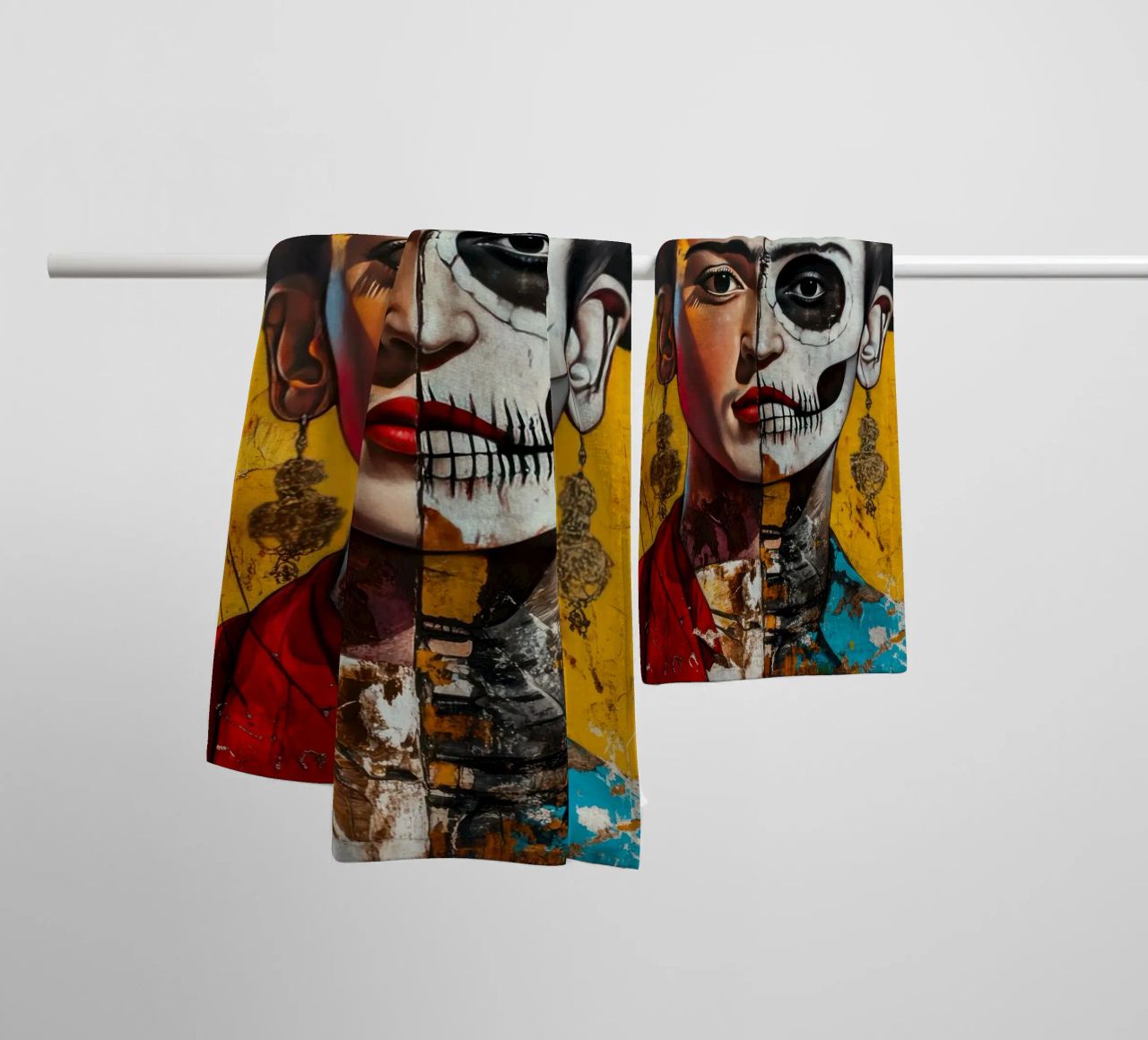 Duality of the Soul – Icon in the Mirror of Life and Death towel by Modern Muse