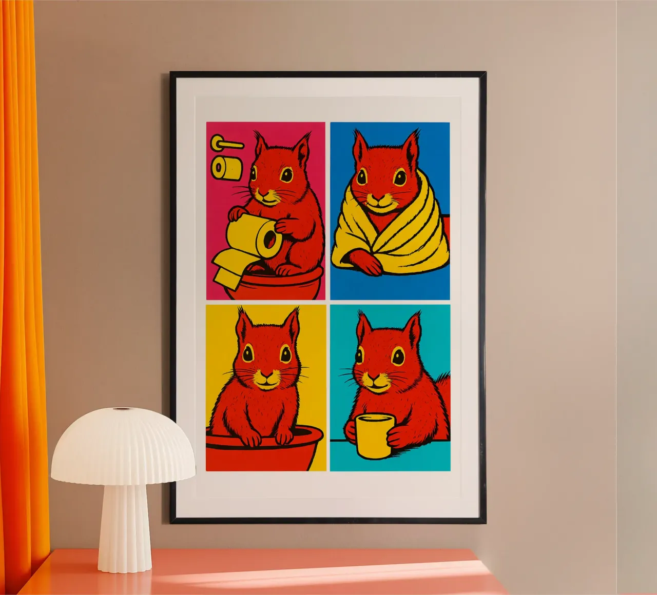 Andy Scoiattolo poster con telaio in alluminio da Little Wild Lines