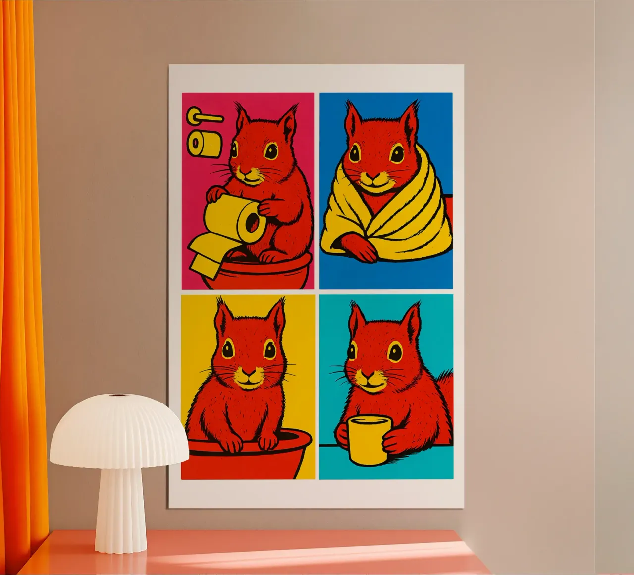 Andy Scoiattolo poster con telaio in alluminio da Little Wild Lines