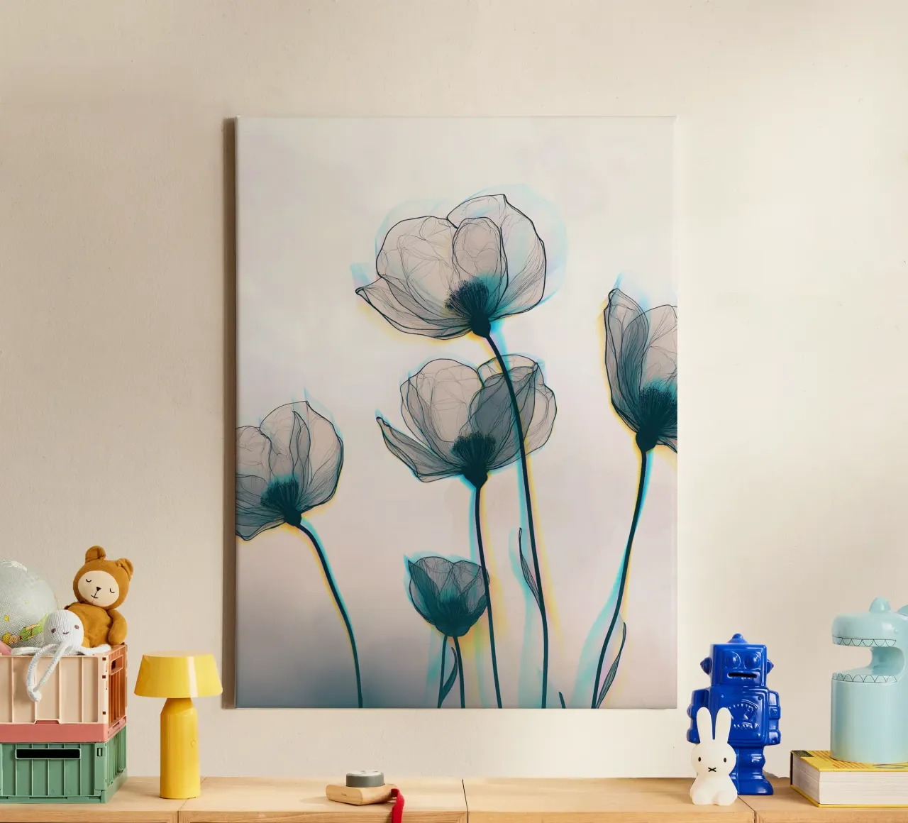 Fiori di nebbia tela con Cornice a cassetta da Moon  Bloom