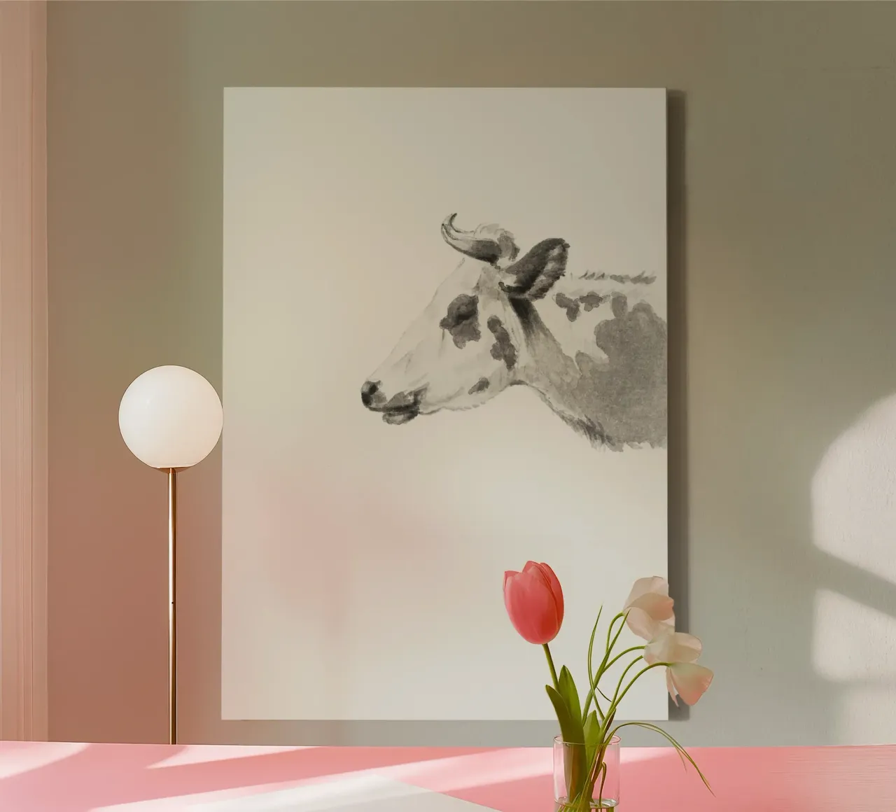 Head of a cow tela con Cornice a cassetta da Second Canvas