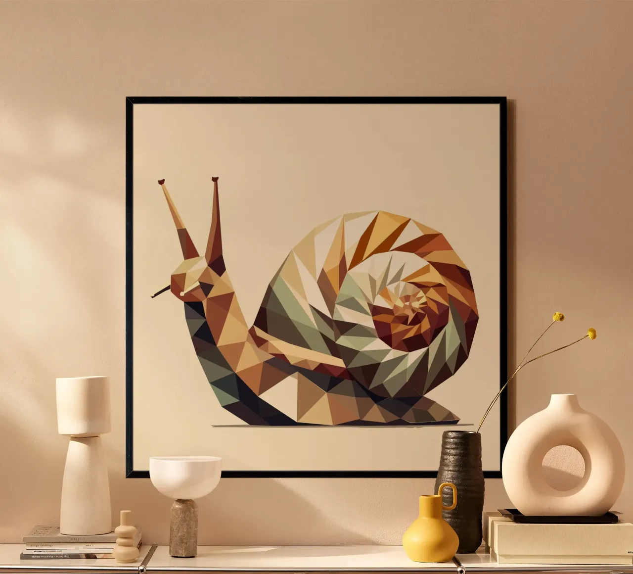 Lumaca geometrica - Opera d'arte stilizzata low-poly carta hahnemühle da namosh