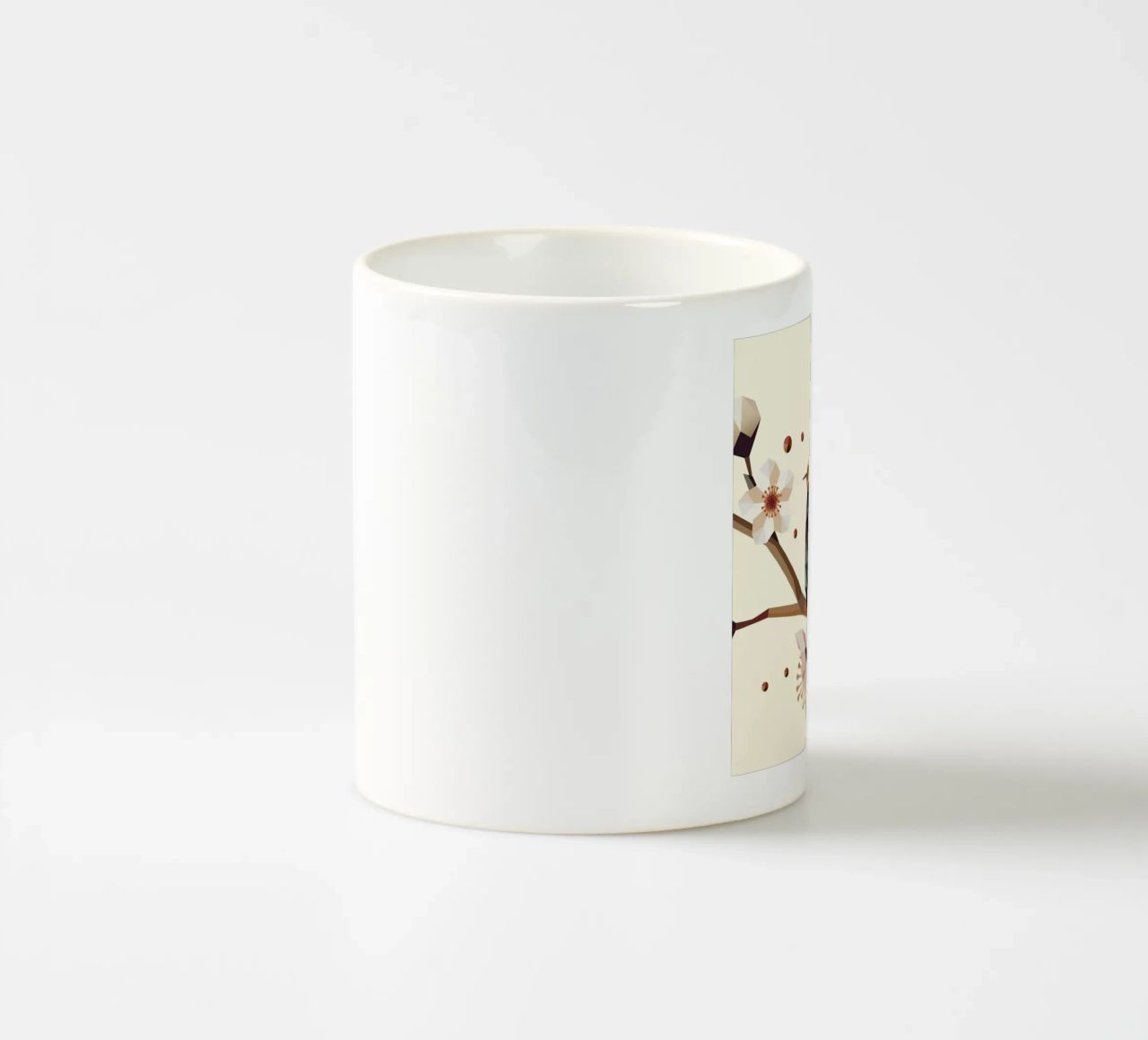 Geometrische Schnecke auf Blütenzweig – Motiv für Frühling Keramik Tasse von namosh