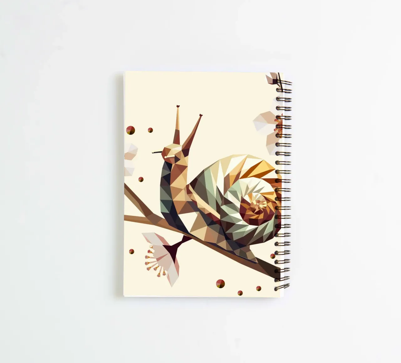 Geometrische Schnecke auf Blütenzweig – Motiv für Frühling Ringbuch von namosh
