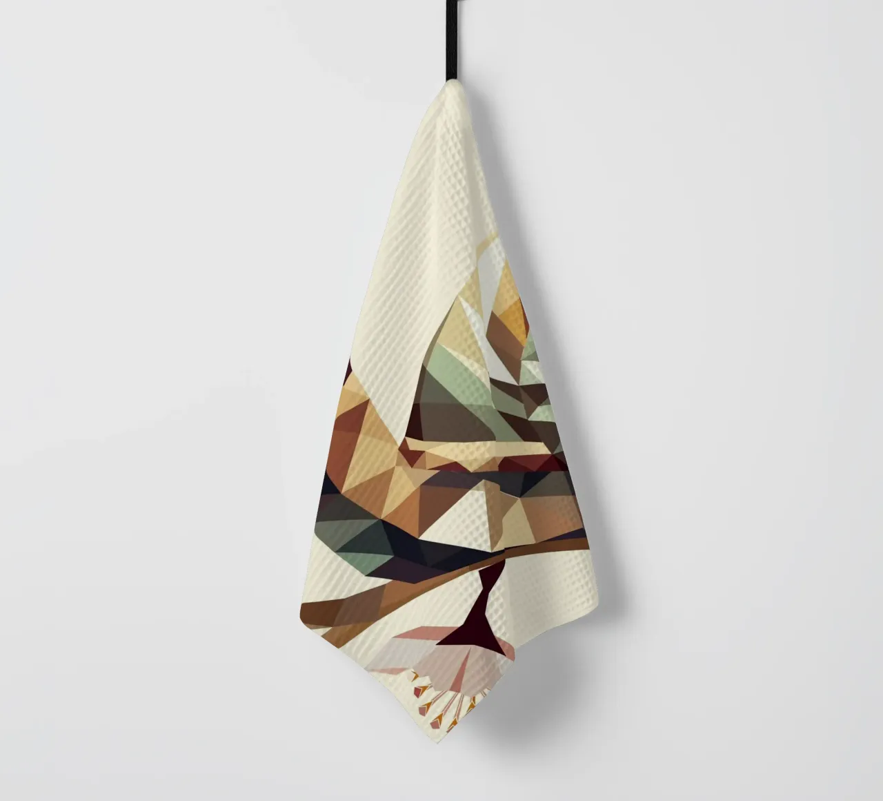 Geometric snail on a flowering branch - motif for spring tea towel by namosh