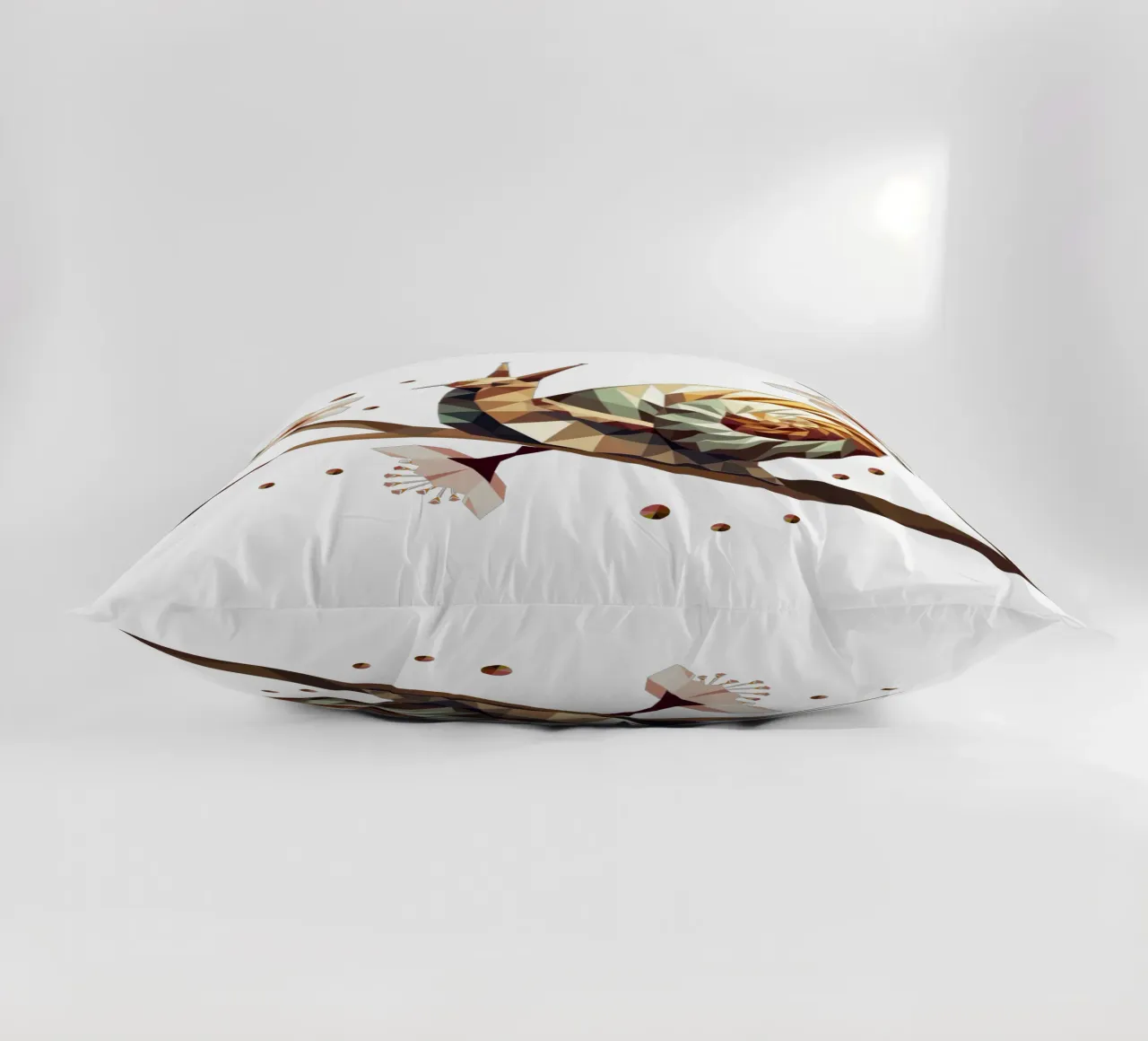 Snail on a flowering branch - spring meets low-poly decorative cushion by namosh