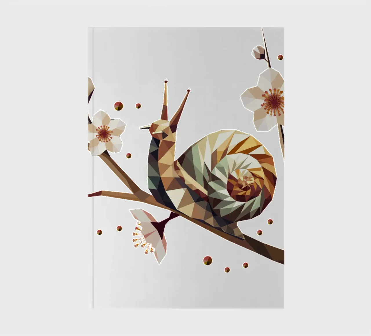 Snail on a flowering branch - spring meets low-poly notebook by namosh