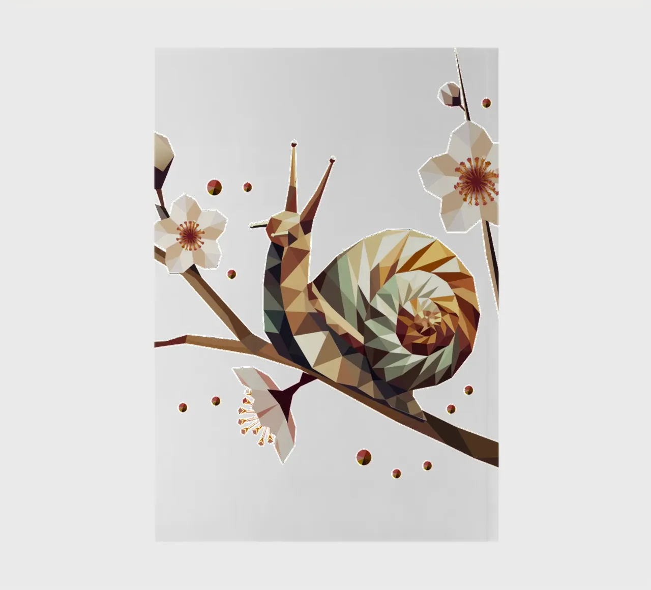Snail on a flowering branch - spring meets low-poly notebook by namosh