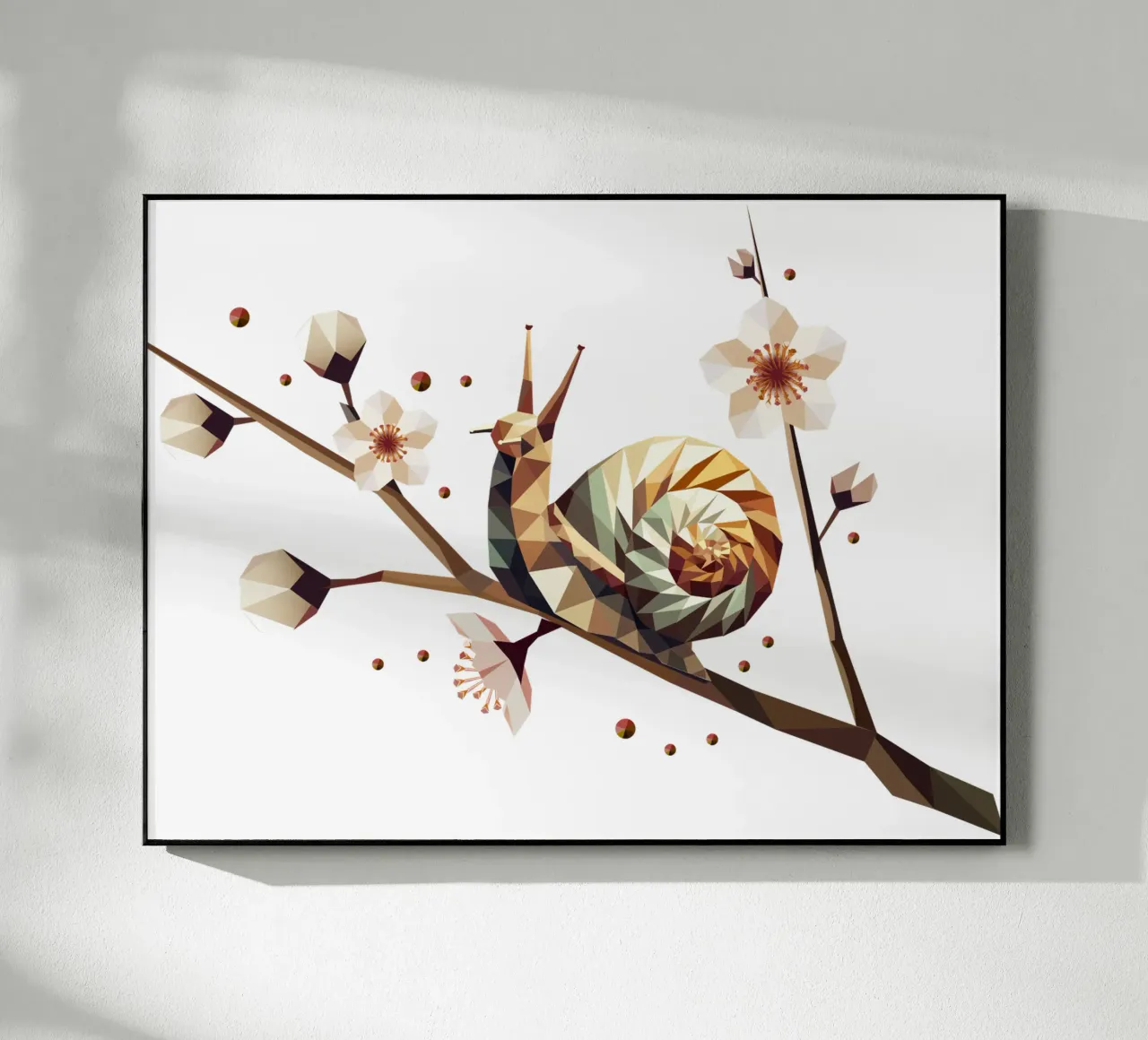 Lumaca su un ramo fiorito - la primavera incontra il low-poly plexiglass da namosh