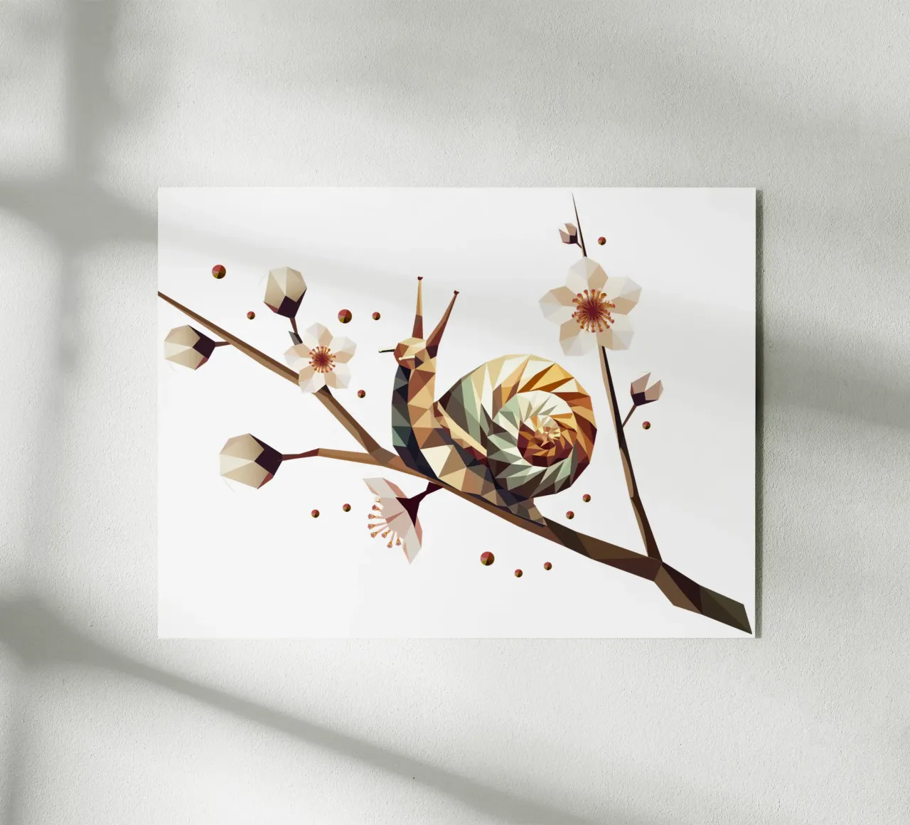 Lumaca su un ramo fiorito - la primavera incontra il low-poly plexiglass da namosh