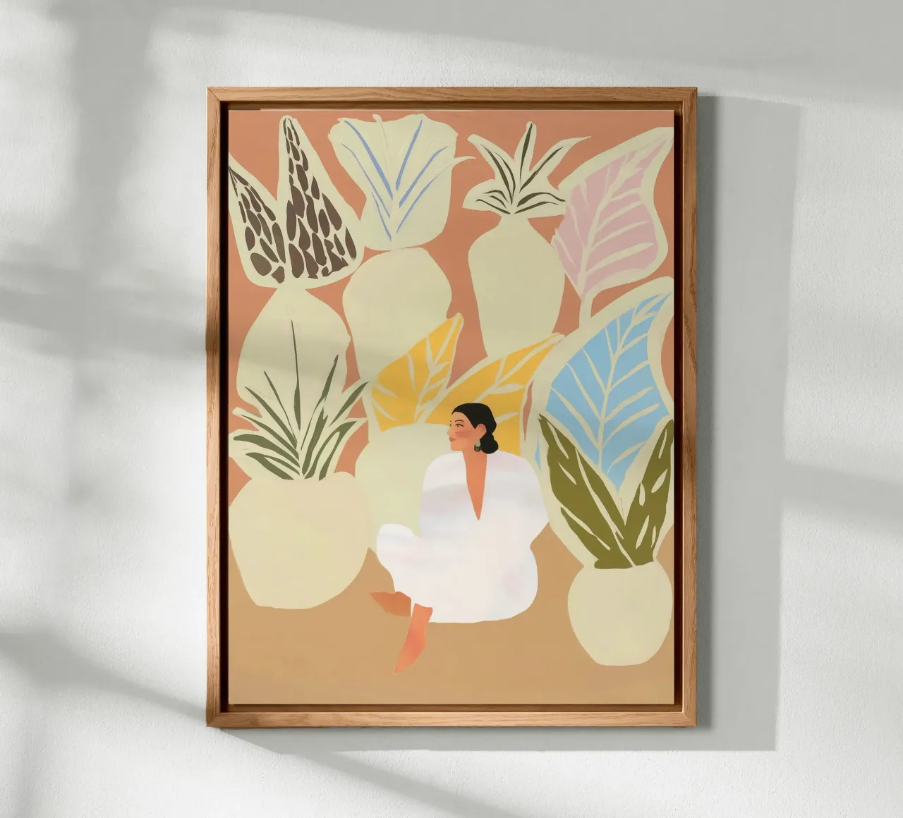 Woman in Pastel Garden | Naive Wellness Boho Painting alu-dibond by Autofocus