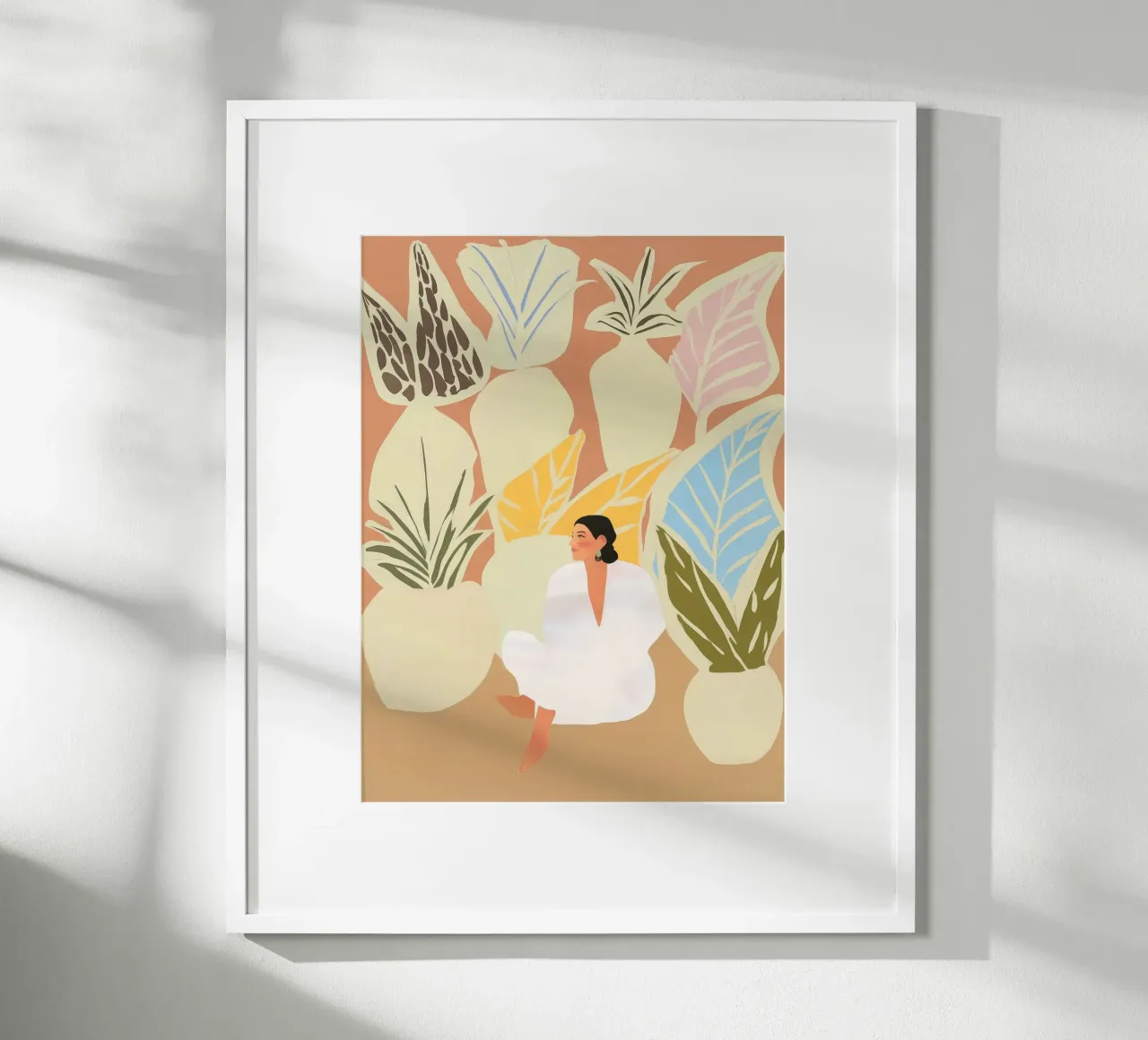 Donna in giardino a pastello | Pittura naïf benessere Boho carta hahnemühle da Autofocus