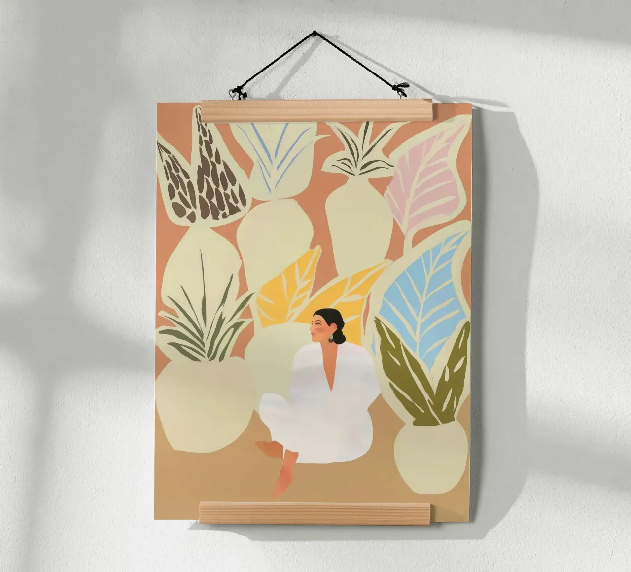 Woman in Pastel Garden | Naive Wellness Boho Painting hahnemühle by Autofocus