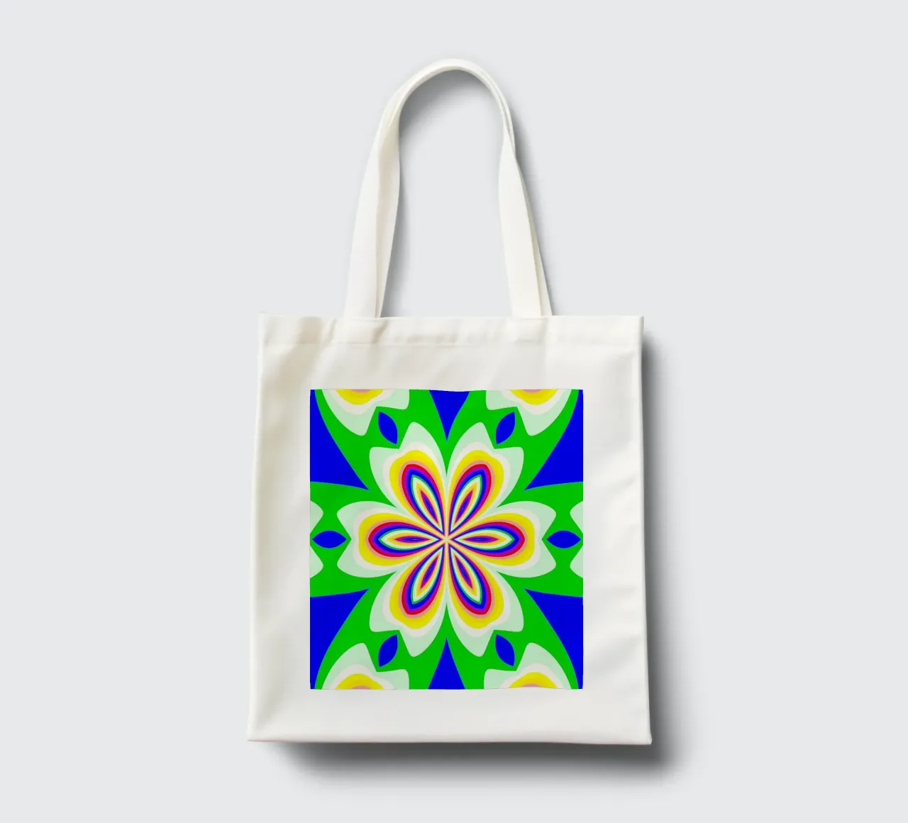 Caleidoscopio dai colori vivaci verde-blu-giallo-rosso-bianco borsa in juta da Gürsel Yesil Digital Art