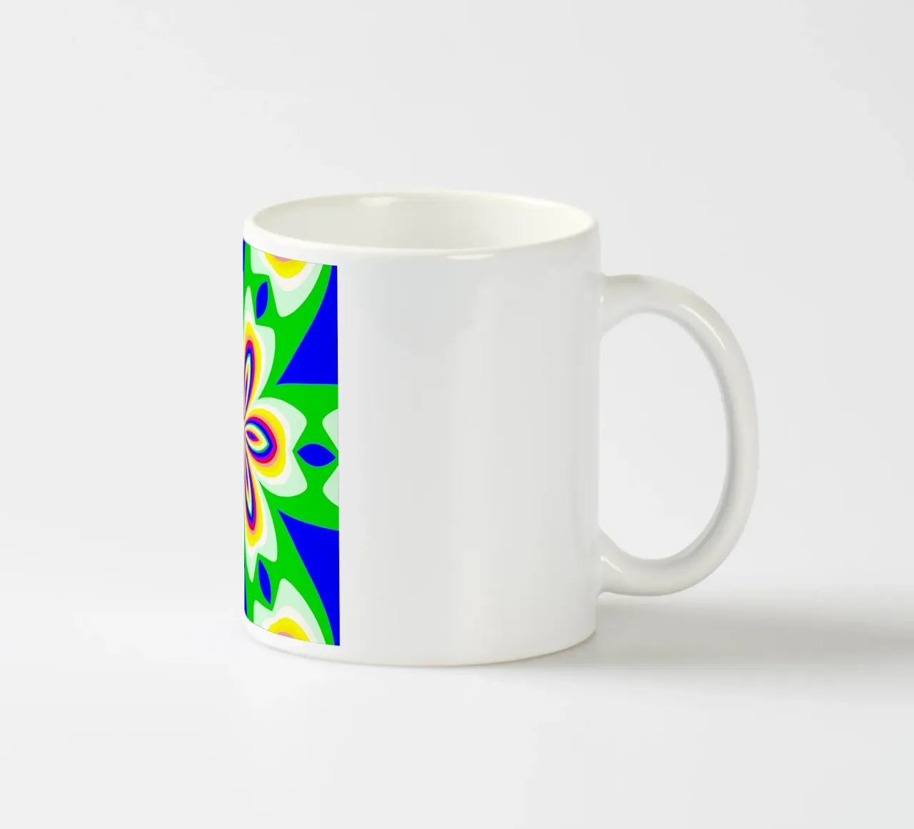 Caleidoscopio dai colori vivaci verde-blu-giallo-rosso-bianco tazza in ceramica da Gürsel Yesil Digital Art