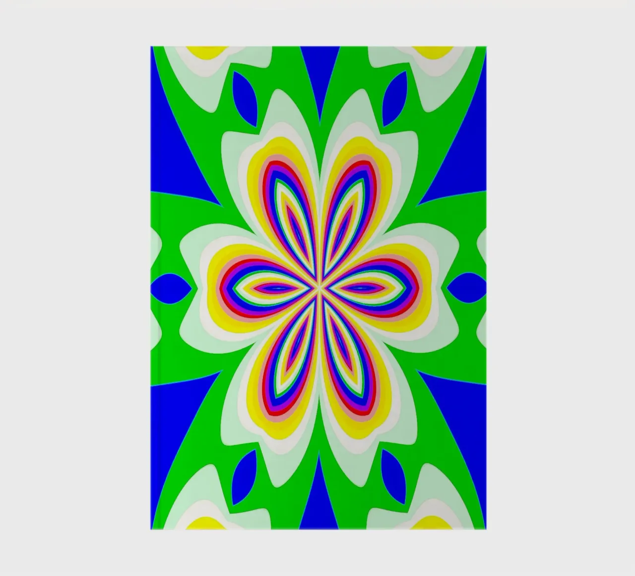 Kaléidoscope aux couleurs vives vert-bleu-jaune-rouge-blanc carnet de notes de Gürsel Yesil Digital Art